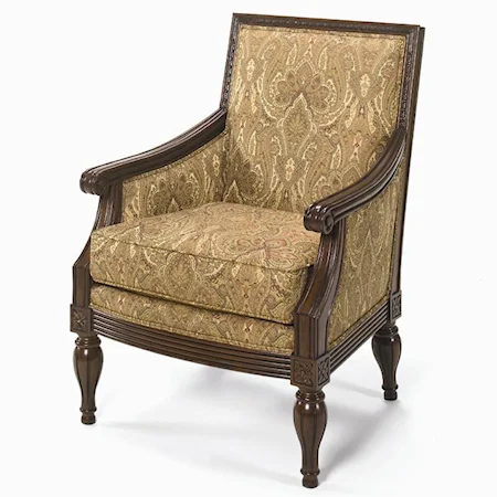Upholstered Exposed Wood Frame Chair with Turned Legs